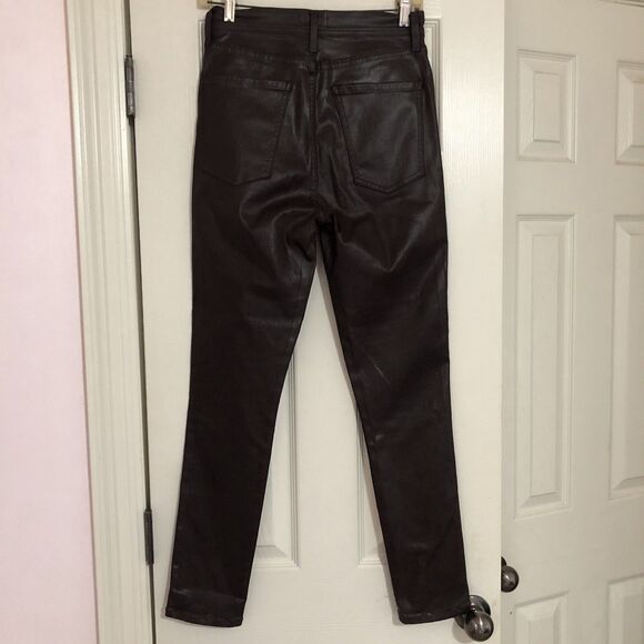 Agolde Pants Women 28 Faux Leather High Rise Jeans Pants Brown Stretch 8… - Picture 5 of 7